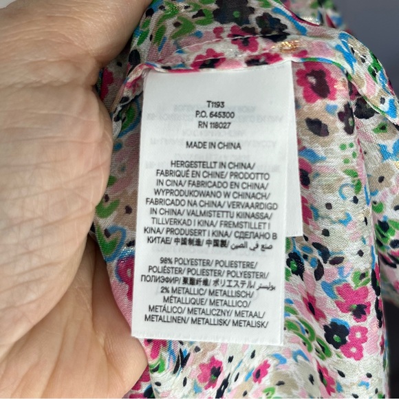 Boden High Neck Long sleeve flounce blouse V-yoke Ivory Gardenia Petal Size 10 - Picture 9 of 10